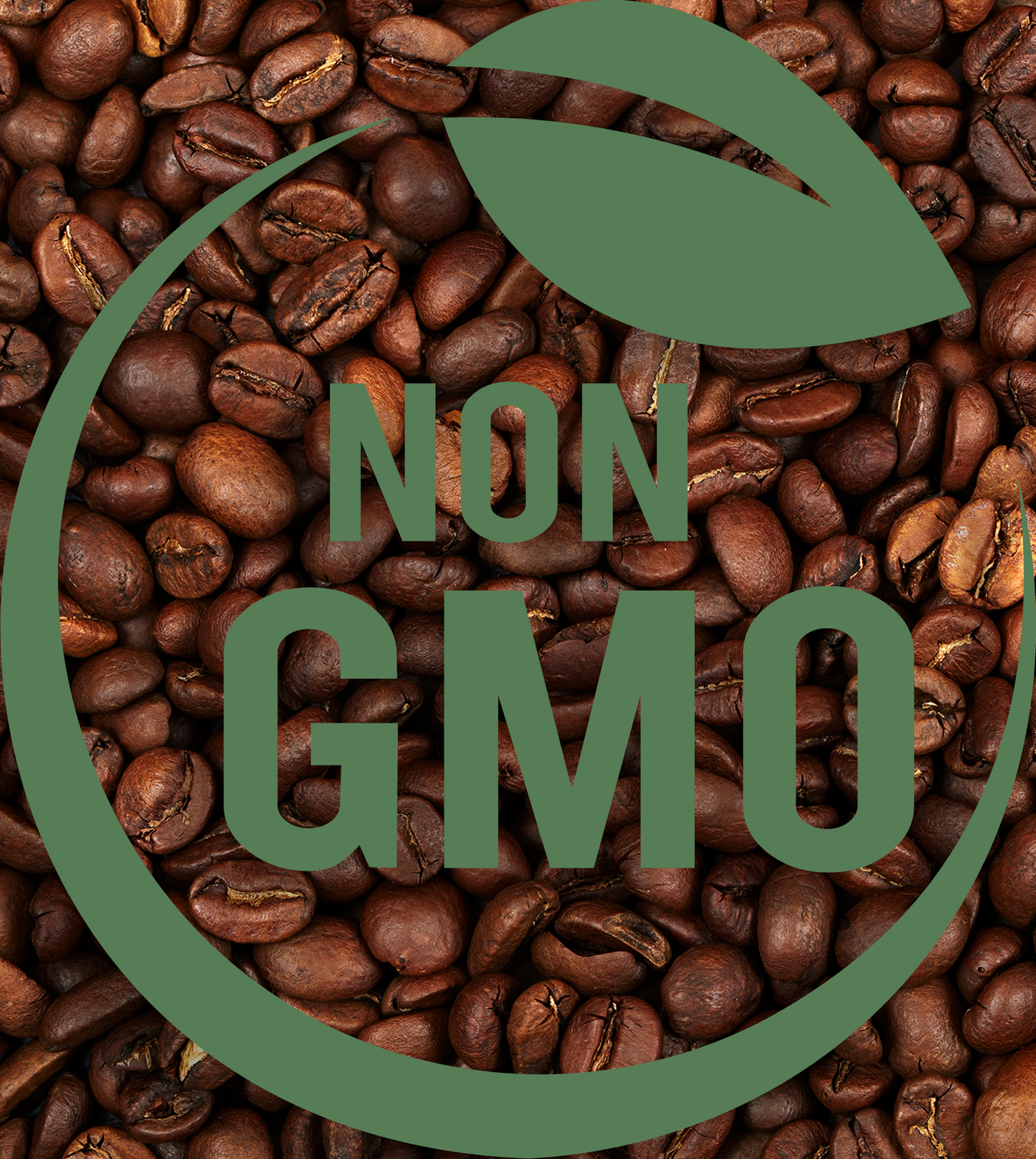 Adventure Dog Coffee Co. Non-GMO logo - Our commitment to using only non-genetically modified coffee beans in our roasting process ensures a natural and sustainable product for our customers.